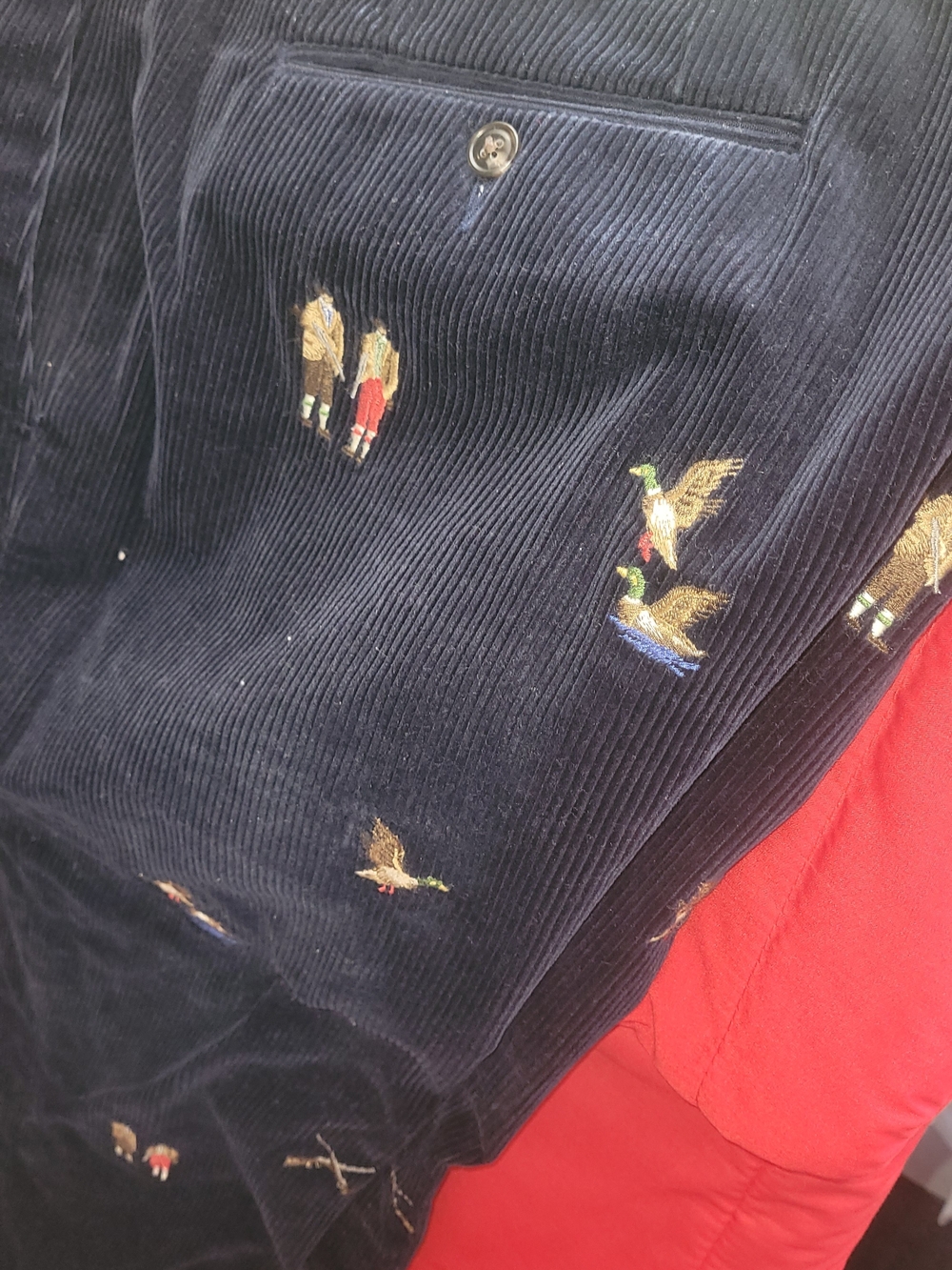 Ralph Lauren Navy Corduroy Pet Bird Jacket with Embroidered Ducks